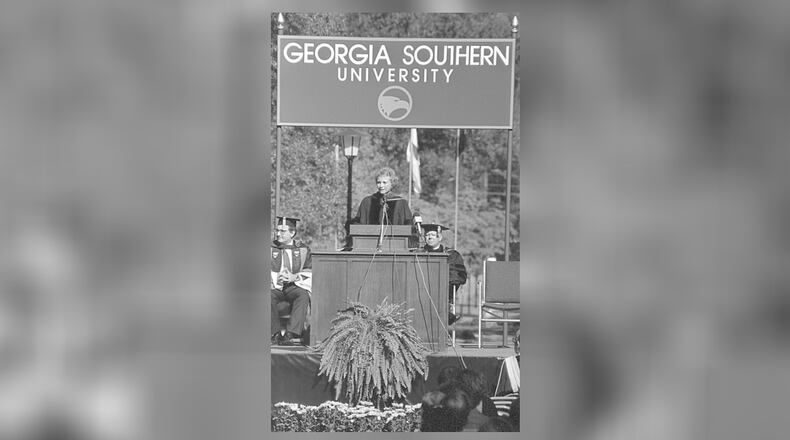 Supreme Court Justice Sandra Day O’Connor appeared at Georgia Southern University the week of Oct. 8, 1990. The visit is described in “The Southern Century,” a book that details the institution’s history. (Courtesy Georgia Southern University)