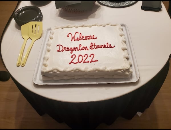 Dragon Con holds a special annual party for Eternal lifetime members that draws 50 to 100 people and requires only a small cake. (Courtesy of Zan Bowden)