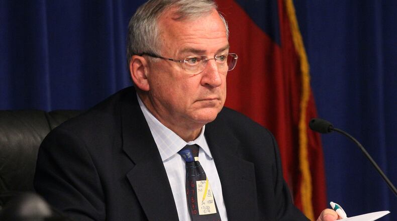JUNE 27, 2013-MARIETTA: Cobb County School Board Chairman Randy Scamihorn listens to a report being given during a meeting in Marietta on Thursday June 27th, 2013. PHIL SKINNER / PSKINNER@AJC.COM