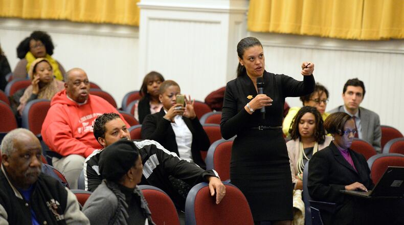 Atlanta school superintendent Meria Carstarphen speaks at a community meeting last month. KENT D. JOHNSON/ kdjohnson@ajc.com