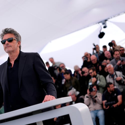 Director Paweł Pawlikowski poses for photographers at the photo call for the film 'Fatherland' during the 79th international film festival, Cannes, southern France, Friday, May 15, 2026. (AP Photo/John Locher)