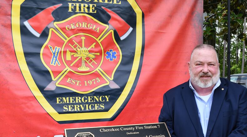 For his 40 years of service, retired Fire Chief and District 2 Commissioner Raymond Gunnin has had Cherokee County Fire Station 7 dedicated in his honor. (Courtesy of Cherokee County)