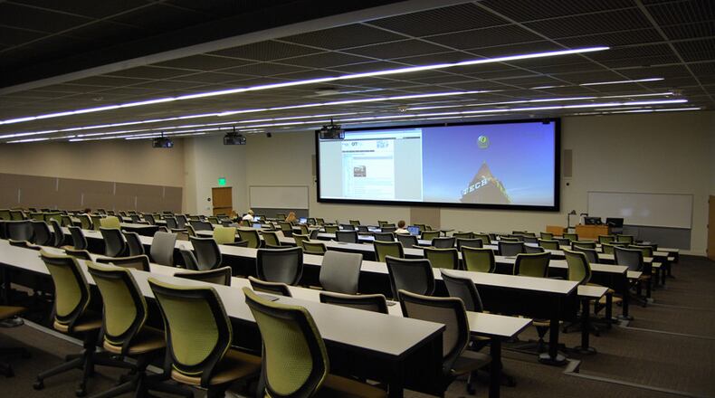 Using a classroom that normally holds 305 students, Tech researechers found that, if students had to be seated at least six feet apart, the room would only hold 78 students – less than people would assume. After restricting seats near high activity areas, just 60 students can fit in this room – a mere 20% of the room’s original capacity.