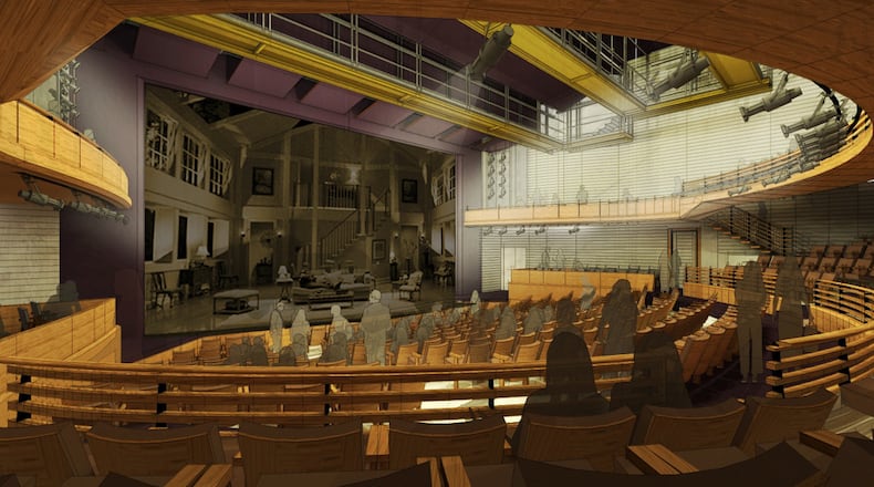 Another view: conceptual drawing of the Alliance Theatre auditorium after a renovation to be funded by part of a Woodruff Foundation grant. CONTRIBUTED BY WOODRUFF ARTS CENTER