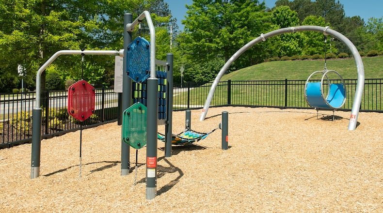 Playground equipment at Johns Creek's Bells-Boles park is specifically designed to promote sensory development and discovery for individuals with special needs. Courtesy City of Johns Creek
