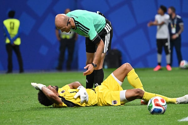 To be clear, Cape Verde goalkeeper and newly minted World Cup legend Vozinha made it through the whole match. (Hyosub Shin/AJC)