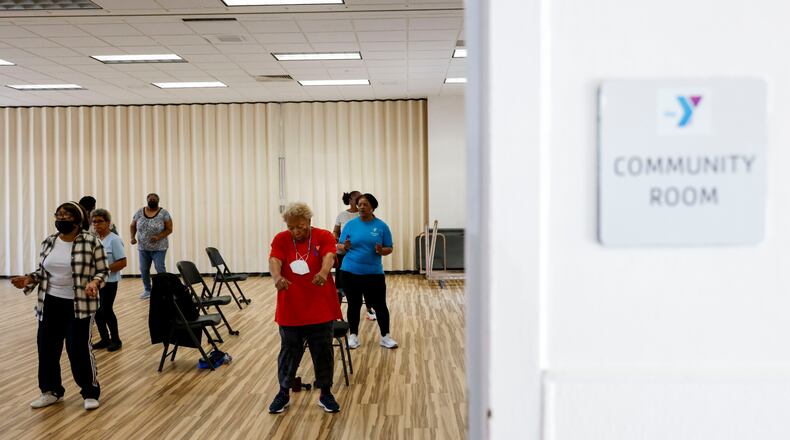 Senior citizens in Fayette County learn about a variety of topics throughout the year at either the Fayetteville or Peachtree City senior centers. In 2002, senior citizens take part in a line-dancing session at Park South Family YMCA in Dallas.
