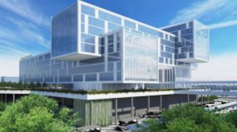 A rendering of the planned InterContinental hotel at Hartsfield-Jackson International Airport.