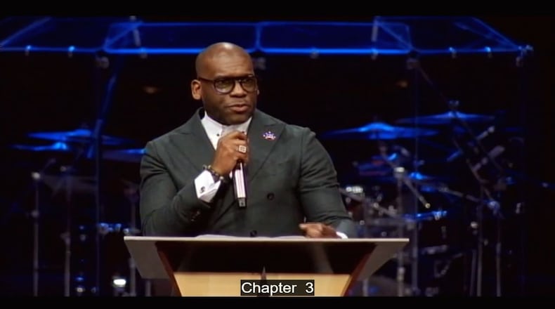 Rev. Jamal Bryant, pastor of New Birth Missionary Baptist Church in DeKalb County, is holding the church’s first drive-in service on Sunday, May 31, 2020 since closing for the coronavirus pandemic.