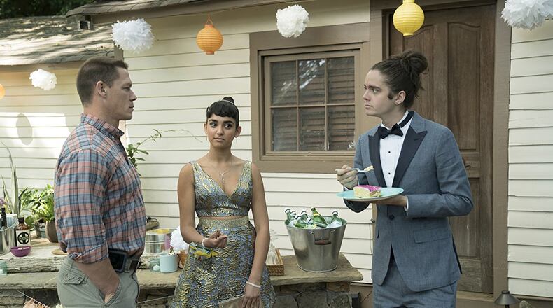 Miles Robbins, John Cena and Geraldine Viswanathan star in “Blockers.” Contributed by Universal Pictures