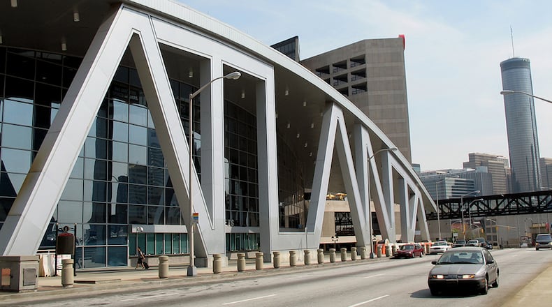 Philips Arena sits in Atlanta — in case you couldn’t tell. (Kimberly Smith / AJC file)