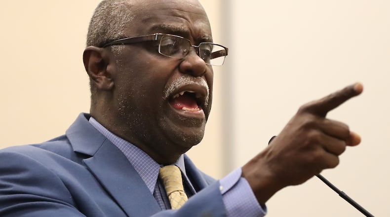 January 29, 2018 South Fulton: South Fulton Mayor Bill Edwards speaks during a Town Hall Discussion on a ordinance to hold parents more accountable for their children's actions at the South Fulton County Government Annex Building on Monday, January 29, 2018, in South Fulton.   Curtis Compton/ccompton@ajc.com