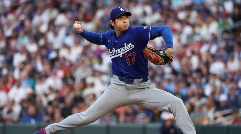 Los Angeles Dodgers starting pitcher Shohei Ohtani delivers against the Minnesota Twins during the sixth inning of a baseball game, Wednesday, June 24, 2026, in Minneapolis. (AP Photo/Matt Krohn)