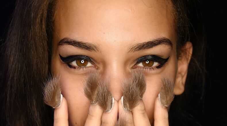 NEW YORK, NY - FEBRUARY 15: CND for Libertine Fall/Winter 2016 backstage at The Gallery at Skylight Clarkson Sq on February 15, 2016 in New York City. (Photo by Jennifer Graylock/Getty Images for CND)