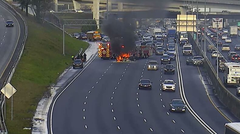 A DeKalb County car fire stifled traffic Friday afternoon.