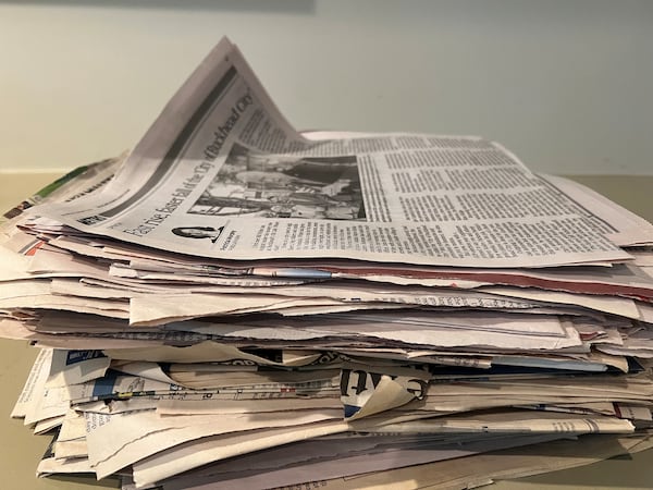 These are just a few of Patricia Murphy’s newspaper columns that she has collected over the years. The column also appears online — and will continue to. (Patricia Murphy/AJC)