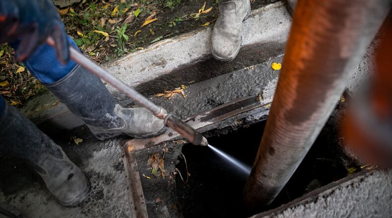 The Loganville Public Utilities Department responded to an overflow at a manhole on Feb. 6 that resulted in sewage being spilled in a wooded area off Lawrenceville Road.  (Courtesy City of Loganville)