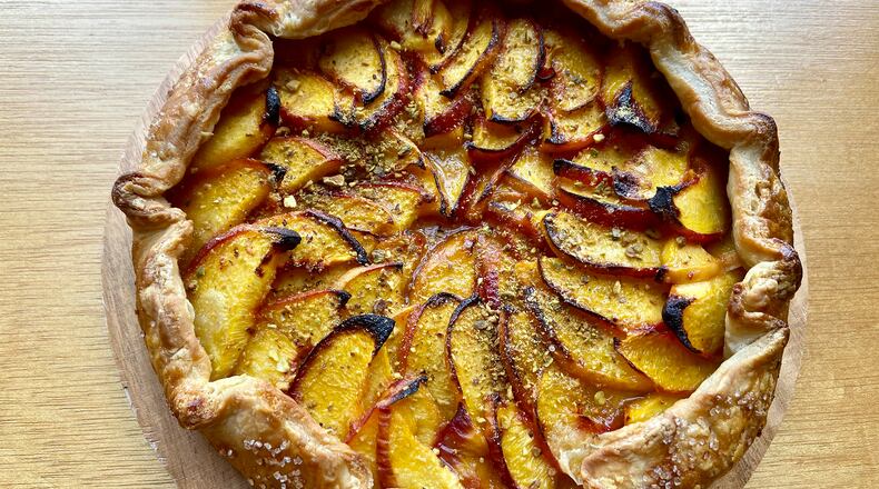 Lightly toasted pistachios elevate a simple summer dessert into a dinner party stunner.
(Courtesy of Ashley Thacker)