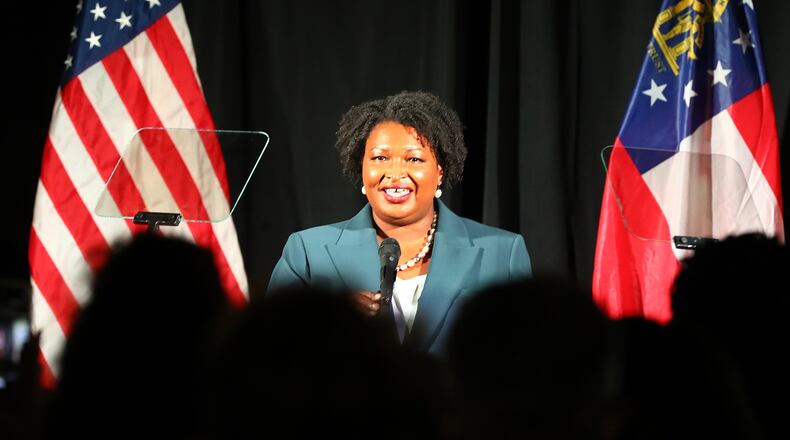 080922 Atlanta: Democratic nominee for Governor Stacey Abrams makes her economic address outlining her vision for Georgia’s economy on Tuesday, August 9, 2022, in Atlanta. “Curtis Compton / Curtis Compton@ajc.com