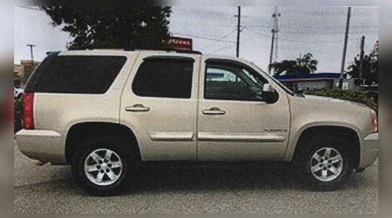 Police found a tan 2008 GMC Yukon with Georgia tag TRINI3 allegedly used by suspect Charles Hamilton. (Credit: Gwinnett County Police Department)