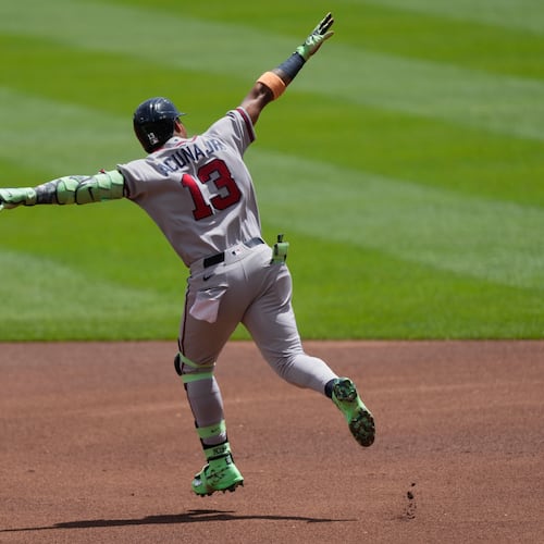 Atlanta Braves' Ronald Acuña Jr. rounds the bases after hitting a solo home run during the first inning against the Cincinnati Reds on Sunday, May 31, 2026. (Carolyn Kaster/AP)