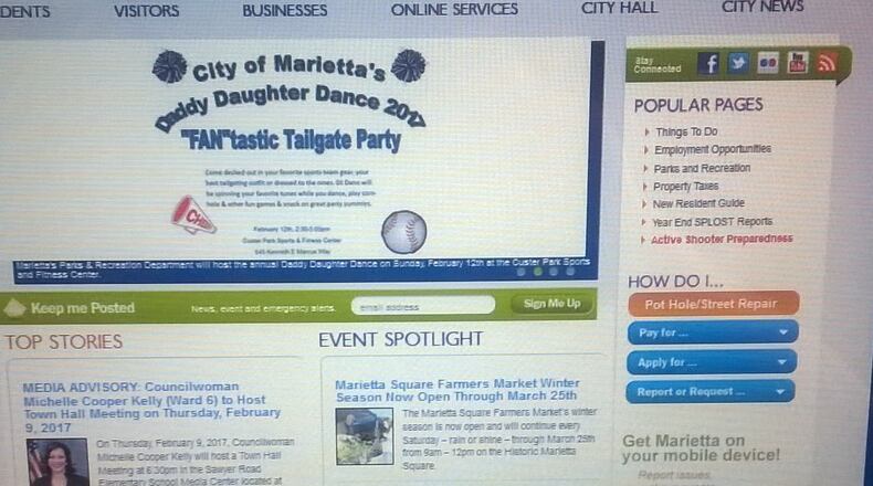 This older city website will be replaced with a new city website by Marietta on Monday at the same address - www.mariettaga.gov. Courtesy of Marietta