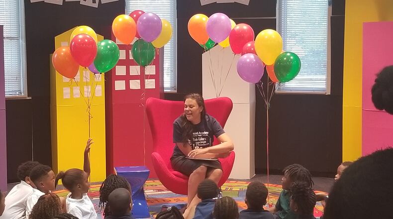 Atlanta Public Schools Superintendent Meria Carstarphen reads to students on Thursday at Deerwood Academy during an announcement of a new partnership with the crowdfunding website DonorsChoose.org. Submitted photo from APS