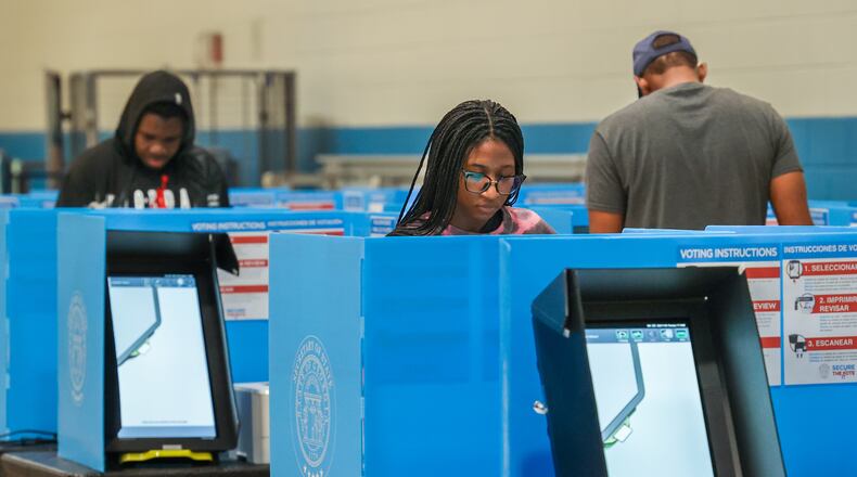 Mariama Dabo casts her ballot at Rhodes Jordan Park in Lawrenceville. PHIL SKINNER FOR THE ATLANTA JOURNAL-CONSTITUTION