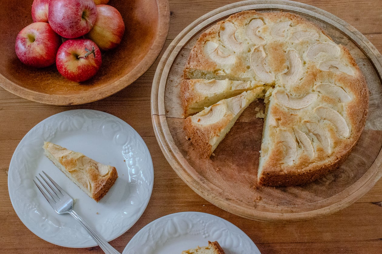 This homestyle recipe for Italian Apple Cake is a simple one-layer cake to enjoy year-round. (Virginia Willis for The Atlanta Journal-Constitution)