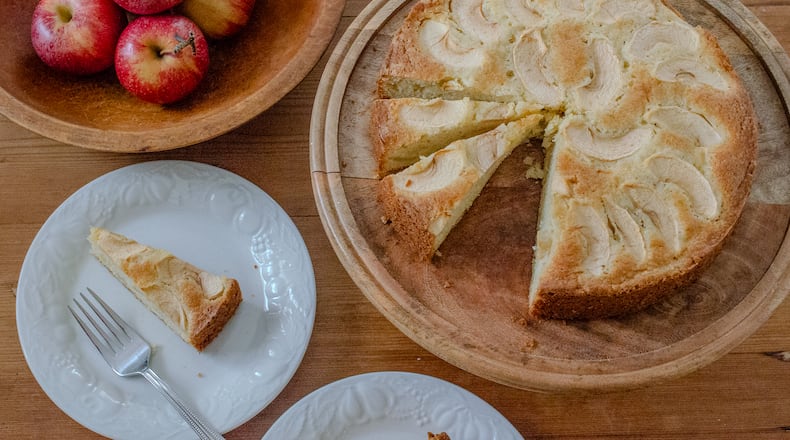 This homestyle recipe for Italian Apple Cake is a simple one-layer cake to enjoy year-round. (Virginia Willis for The Atlanta Journal-Constitution)