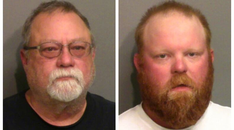 Gregory McMichael, left, and his son Travis McMichael. The two have been charged with murder in the February shooting death of Ahmaud Arbery, whom they had pursued in a truck after spotting him running in their neighborhood. (Glynn County Detention Center via AP)