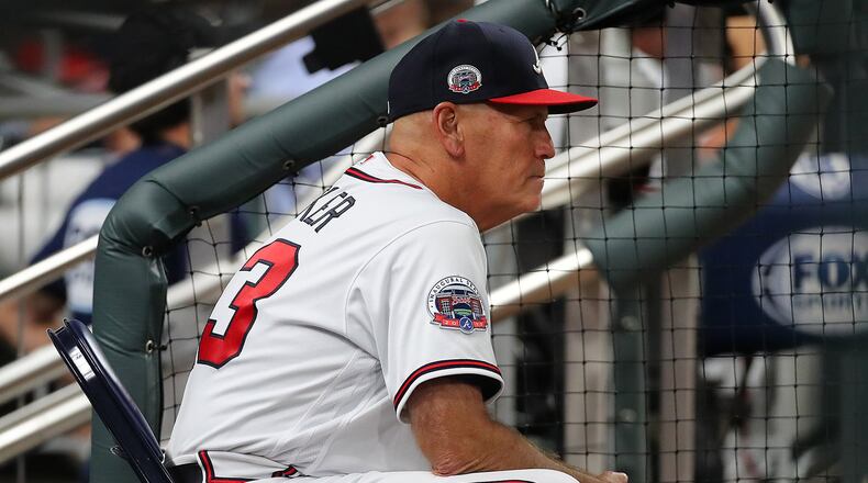 Braves manager Brian Snitker remembered clearly one year ago, the night he managed his first game after being promoted from Triple-A to replace fired manager Fredi Gonzalez. (Curtis Compton/ccompton@ajc.com)