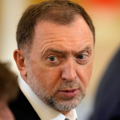 FILE - Russian businessman Oleg Deripaska attends the meeting of Russian President Vladimir Putin and Indian Prime Minister Narendra Modi in the Kremlin in Moscow, July 9, 2024. (AP Photo/Alexander Zemlianichenko, File)