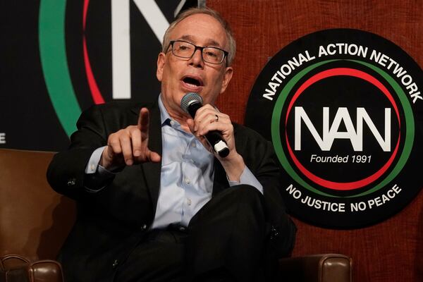 New York Mayor candidate Scott Stringer speaks during the New York City Mayoral Candidates Forum at the National Action Network National Convention, Thursday, April 3, 2025, in New York. (AP Photo/Richard Drew)