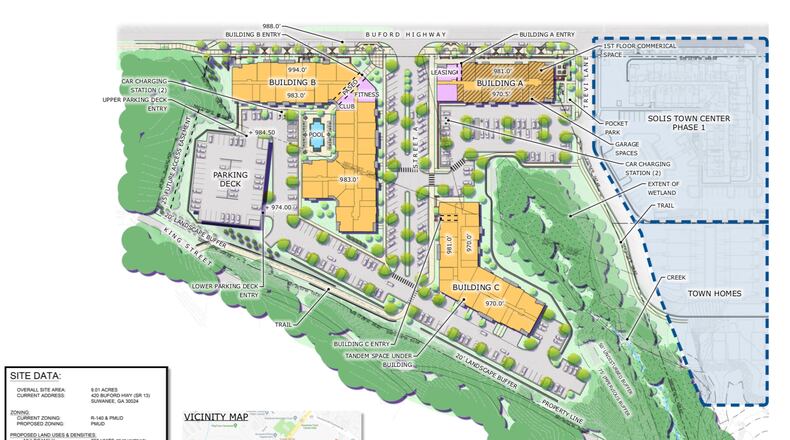 The Suwanee City Council recently approved changes to the approved concept plan for Solis Phase II. Courtesy City of Suwanee