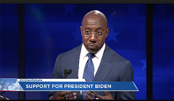 Warnock and Walker debate on Friday, Oct. 14, 2022 (WSAV screenshots)