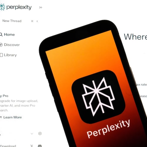 FILE - The Perplexity website and logo are shown in this photo, in New York, Friday, July 5, 2024. (AP Photo/Richard Drew, File)