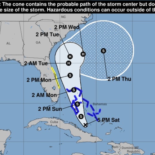 The National Hurricane Center released a possible track for the system that could impact South Georgia. (National Hurricane Center)