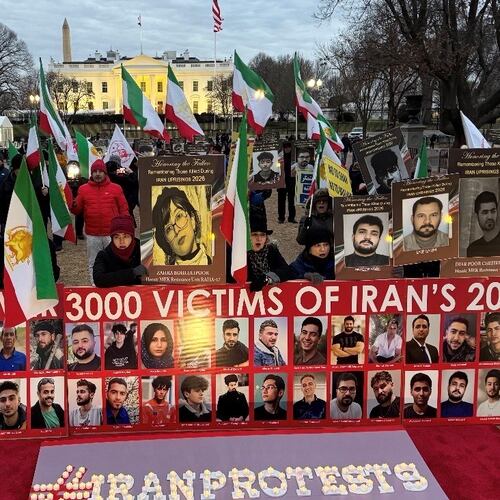 Iranian-Americans honor the memories of 3,000 victims of the 2026 uprising against Iran’s regime in front of the White House in Washington, D.C.