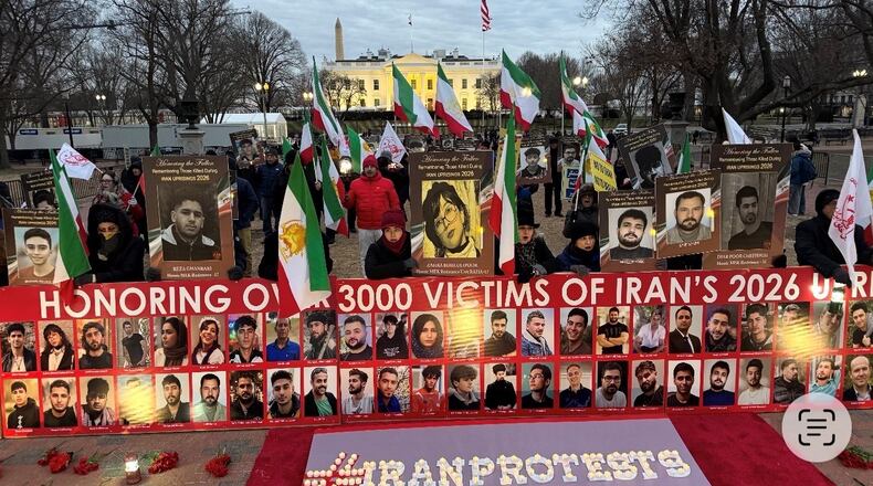 Iranian-Americans honor the memories of 3,000 victims of the 2026 uprising against Iran’s regime in front of the White House in Washington, D.C.
