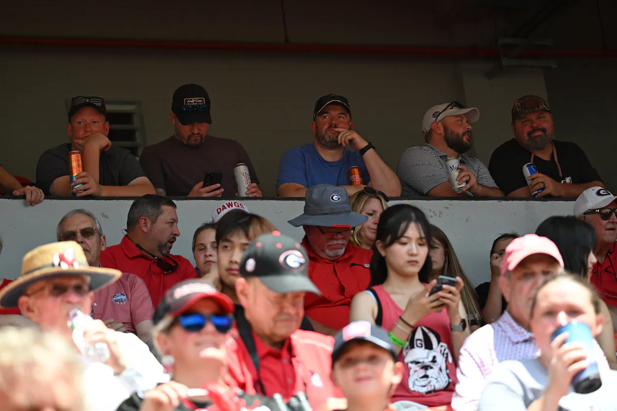 Georgia football fans enjoy their beers before Georgia’s home opener against Tennessee Tech at Sanford Stadium, Saturday, September 9, 2024, in Athens. (Hyosub Shin/AJC)