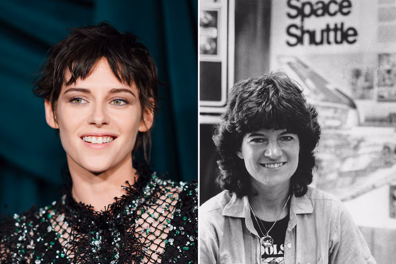 Kristen Stewart (left) is slated to play astronaut Sally Ride (right) in an upcoming Amazon limited series, "The Challenger," set to shoot at Shadowbox Studios in Atlanta starting in August. (AP photos)