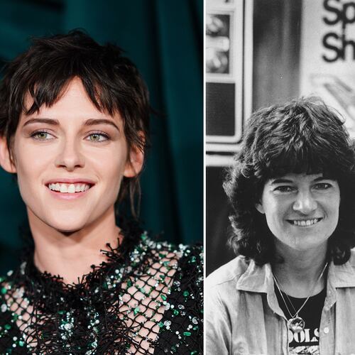 Kristen Stewart (left) is slated to play astronaut Sally Ride (right) in an upcoming Amazon limited series, "The Challenger," set to shoot at Shadowbox Studios in Atlanta starting in August. (AP photos)