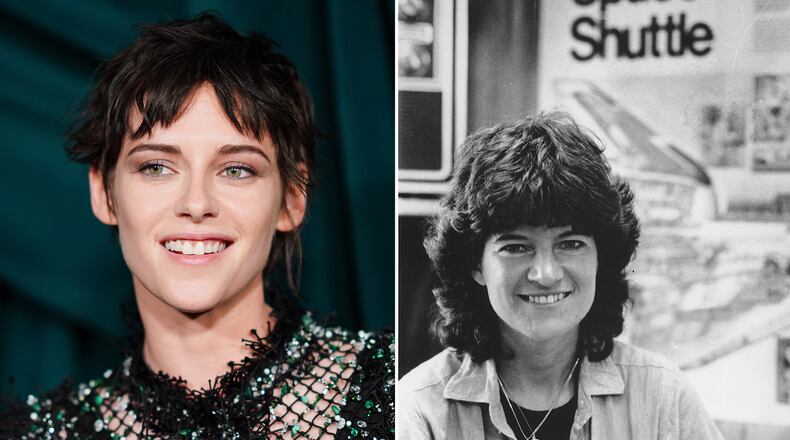 Kristen Stewart (left) is slated to play astronaut Sally Ride (right) in an upcoming Amazon limited series, "The Challenger," set to shoot at Shadowbox Studios in Atlanta starting in August. (AP photos)
