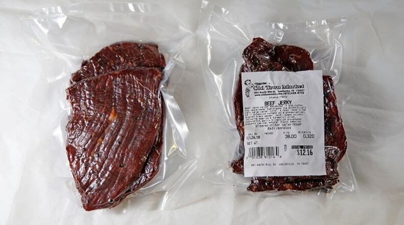 Finished jerky products that owner Shawn Knowles makes at his store Old Town Market in Lewisville, Texas, Thursday, Feb. 1, 2018. (Jae S. Lee/The Dallas Morning News/TNS) 
NO MAGAZINE SALES MANDATORY CREDIT; NO SALES; INTERNET USE BY TNS CONTRIBUTORS ONLY