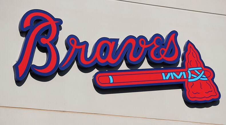 A Braves logo is seen at SunTrust Park the home ballpark for the Atlanta Braves on Monday, March 20, 2017, in Atlanta. Curtis Compton/ccompton@ajc.com