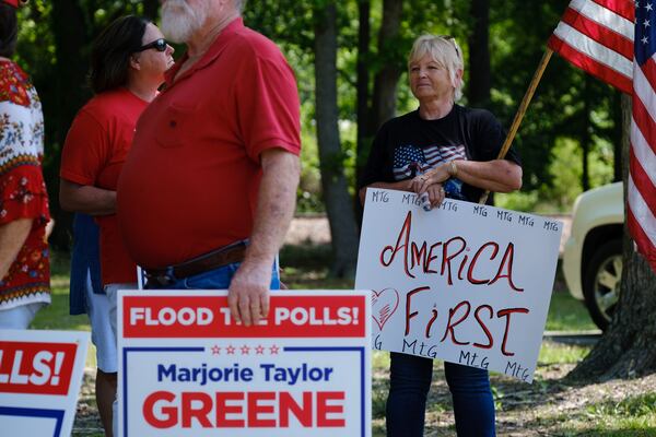 Supporters of Marjorie Taylor Greene gathered in Rome in 2022. (Arvin Temkar/AJC)