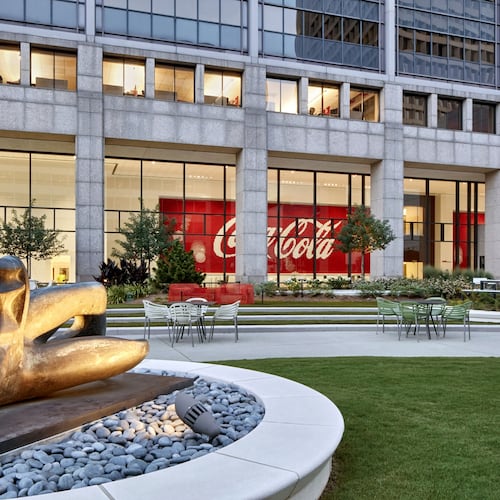 "Reclining Mother and Child" (1975) by Henry Moore at the Coca-Cola Company headquarters.
Courtesy of The Coca-Cola Company / Garrett Rowland