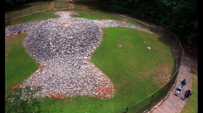 The Rock Eagle Mound, which was built by Native Americans, is a frequent destination for campers in Georgia.
