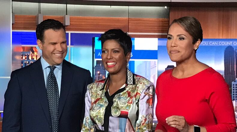 Channel 2 Action news anchors Justin Farmer and Jovita Moore with Tamron Hall, whose talk show airs at 3 p.m. weekdays on WSB-TV.